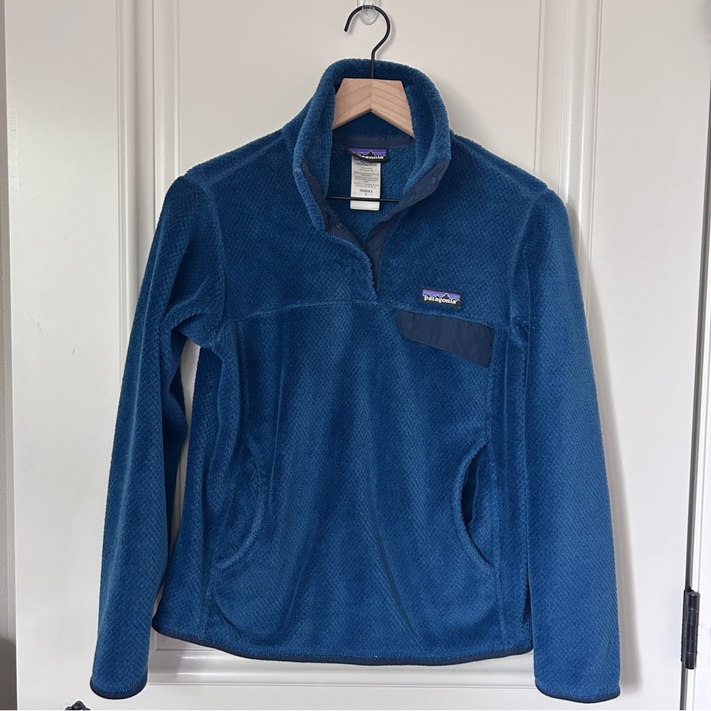 Patagonia Womens Small Re-Tool Snap T Fleece Blue Pullover Polartec Jacket - Picture 2 of 6